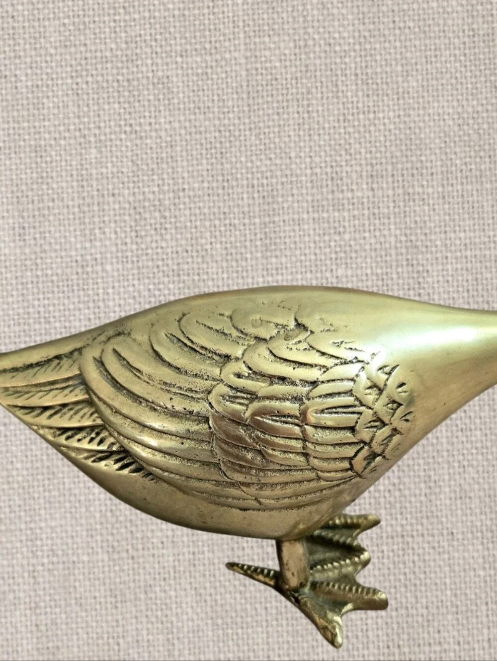 Golden Brass Goose Figurine Shelf Sitter, Bohemian Farmhouse Metallic Decor